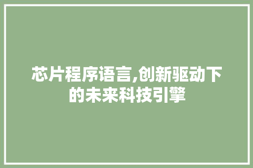 芯片程序语言,创新驱动下的未来科技引擎