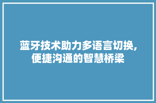 蓝牙技术助力多语言切换,便捷沟通的智慧桥梁