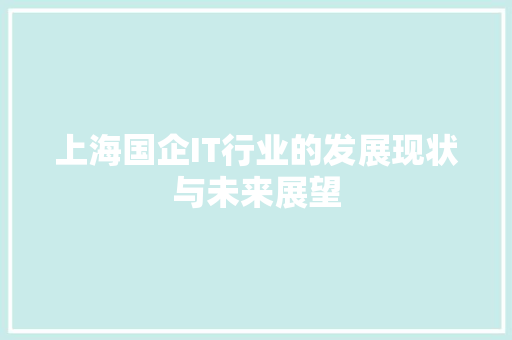 上海国企IT行业的发展现状与未来展望