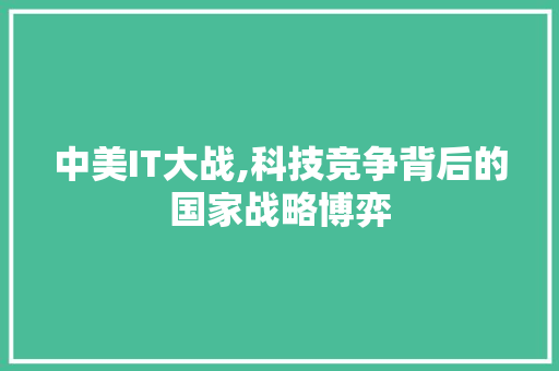 中美IT大战,科技竞争背后的国家战略博弈