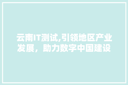云南IT测试,引领地区产业发展，助力数字中国建设