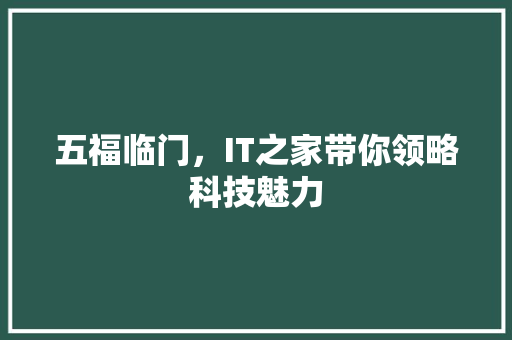 五福临门，IT之家带你领略科技魅力