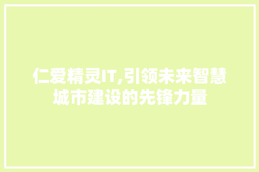 仁爱精灵IT,引领未来智慧城市建设的先锋力量