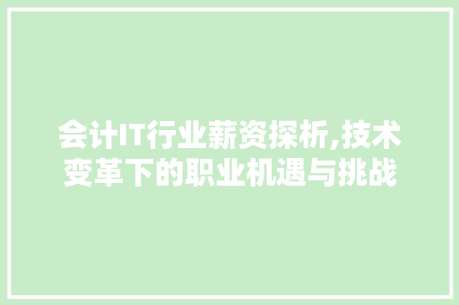 会计IT行业薪资探析,技术变革下的职业机遇与挑战