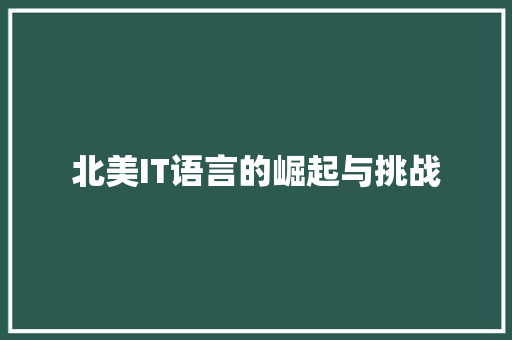 北美IT语言的崛起与挑战