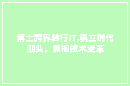 博士跨界转行IT,勇立时代潮头，拥抱技术变革