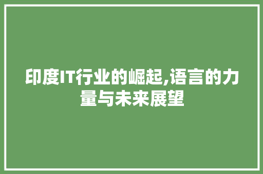 印度IT行业的崛起,语言的力量与未来展望