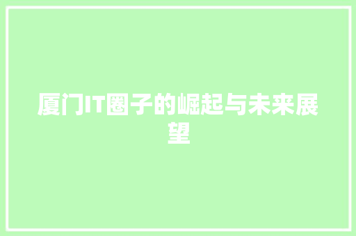 厦门IT圈子的崛起与未来展望