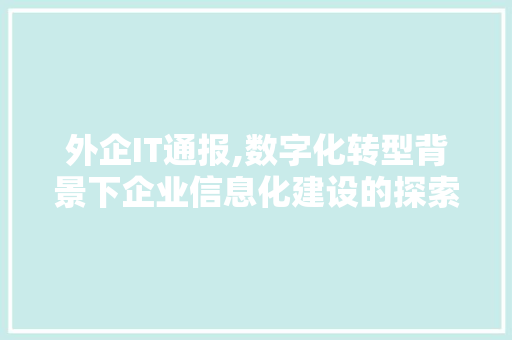 外企IT通报,数字化转型背景下企业信息化建设的探索与方法