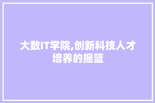 大数IT学院,创新科技人才培养的摇篮