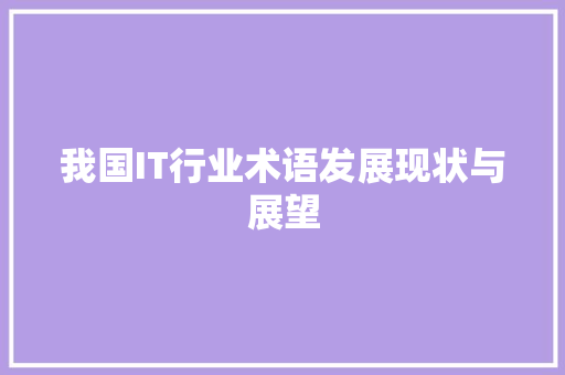 我国IT行业术语发展现状与展望