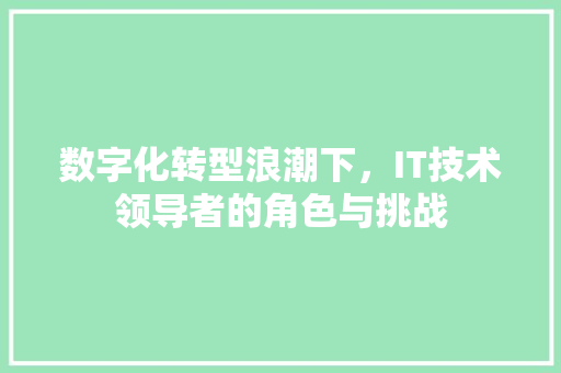 数字化转型浪潮下，IT技术领导者的角色与挑战