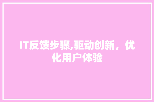 IT反馈步骤,驱动创新，优化用户体验