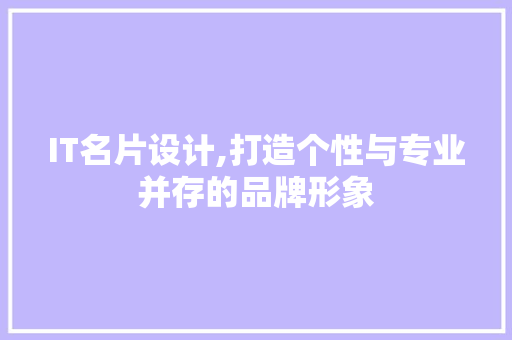 IT名片设计,打造个性与专业并存的品牌形象