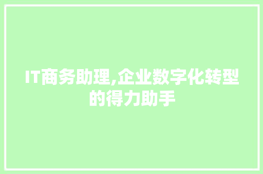 IT商务助理,企业数字化转型的得力助手