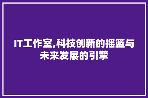 IT工作室,科技创新的摇篮与未来发展的引擎