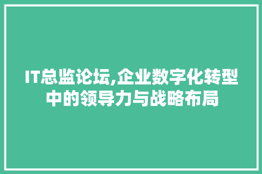 IT总监论坛,企业数字化转型中的领导力与战略布局