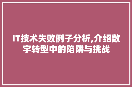 IT技术失败例子分析,介绍数字转型中的陷阱与挑战