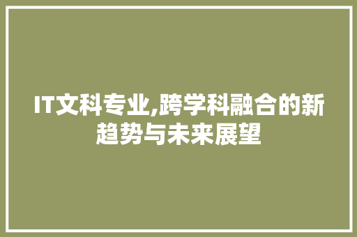 IT文科专业,跨学科融合的新趋势与未来展望