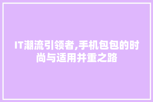IT潮流引领者,手机包包的时尚与适用并重之路