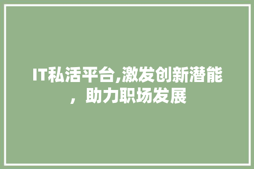 IT私活平台,激发创新潜能，助力职场发展