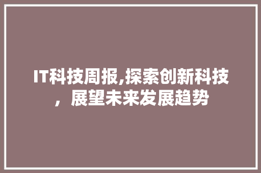 IT科技周报,探索创新科技，展望未来发展趋势