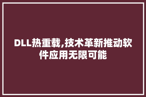 DLL热重载,技术革新推动软件应用无限可能