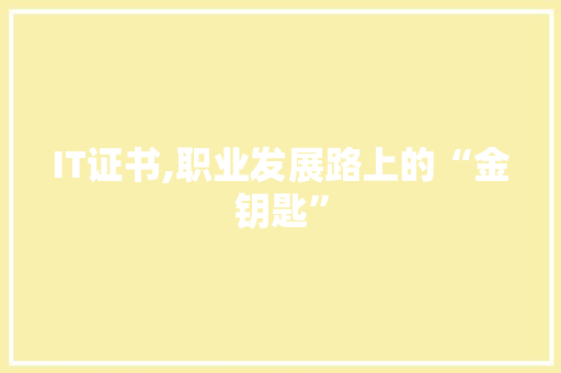 IT证书,职业发展路上的“金钥匙”