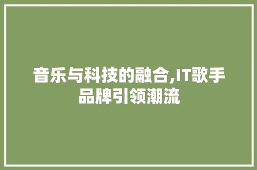 音乐与科技的融合,IT歌手品牌引领潮流