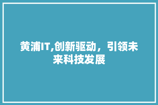 黄浦IT,创新驱动，引领未来科技发展