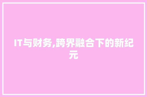 IT与财务,跨界融合下的新纪元