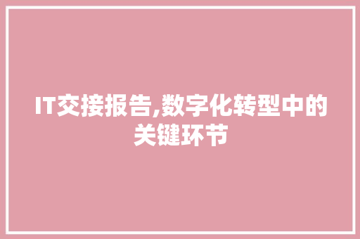 IT交接报告,数字化转型中的关键环节
