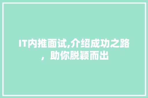 IT内推面试,介绍成功之路，助你脱颖而出