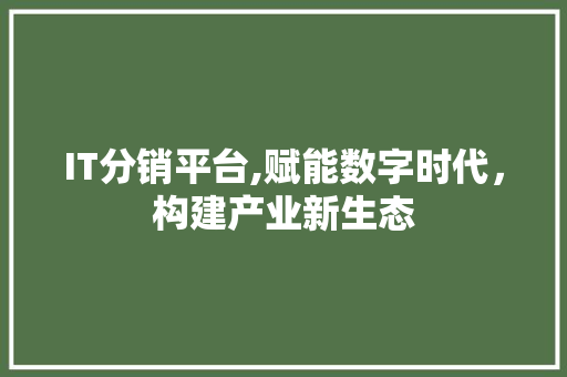 IT分销平台,赋能数字时代，构建产业新生态