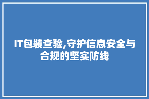 IT包装查验,守护信息安全与合规的坚实防线