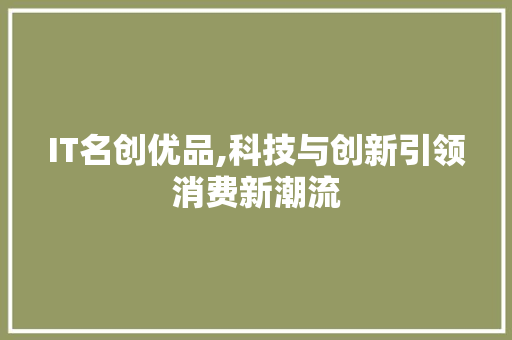 IT名创优品,科技与创新引领消费新潮流