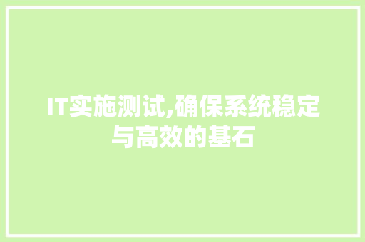 IT实施测试,确保系统稳定与高效的基石