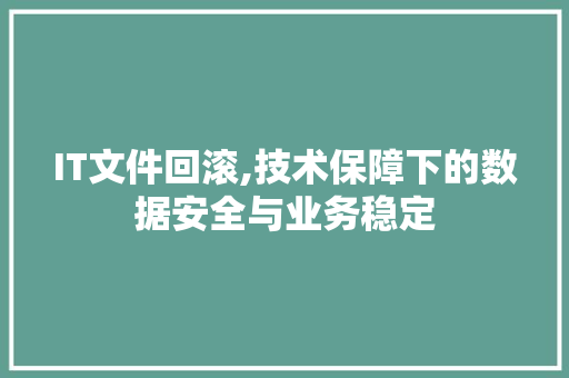 IT文件回滚,技术保障下的数据安全与业务稳定