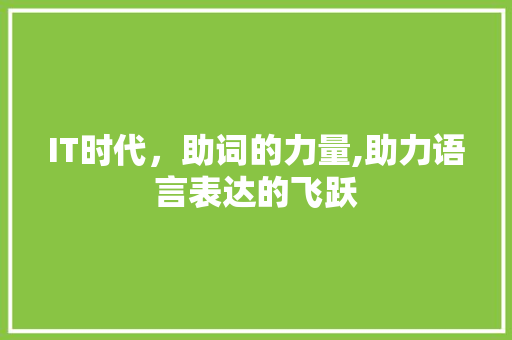IT时代，助词的力量,助力语言表达的飞跃