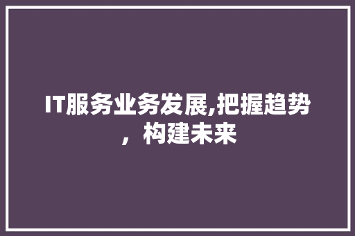 IT服务业务发展,把握趋势，构建未来