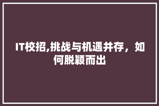 IT校招,挑战与机遇并存，如何脱颖而出