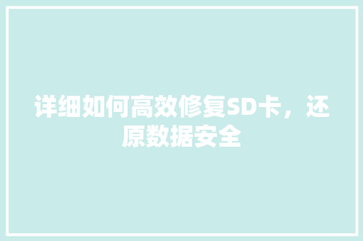 详细如何高效修复SD卡，还原数据安全