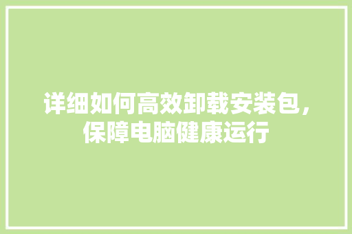 详细如何高效卸载安装包，保障电脑健康运行