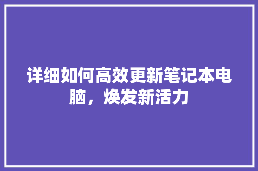 详细如何高效更新笔记本电脑，焕发新活力