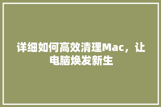 详细如何高效清理Mac，让电脑焕发新生