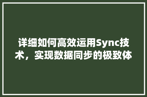 详细如何高效运用Sync技术，实现数据同步的极致体验
