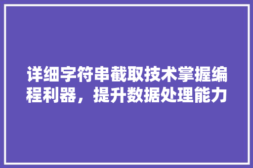 详细字符串截取技术掌握编程利器，提升数据处理能力