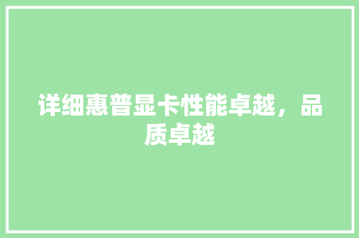 详细惠普显卡性能卓越，品质卓越
