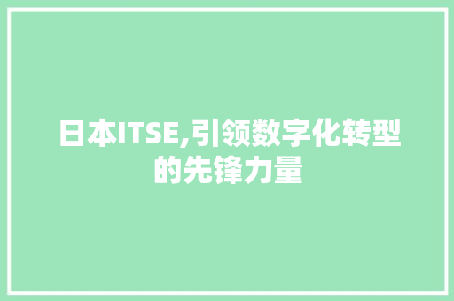 日本ITSE,引领数字化转型的先锋力量