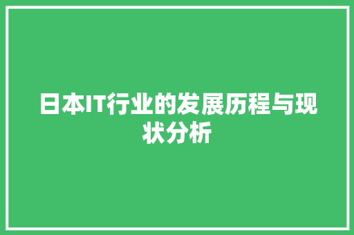 日本IT行业的发展历程与现状分析
